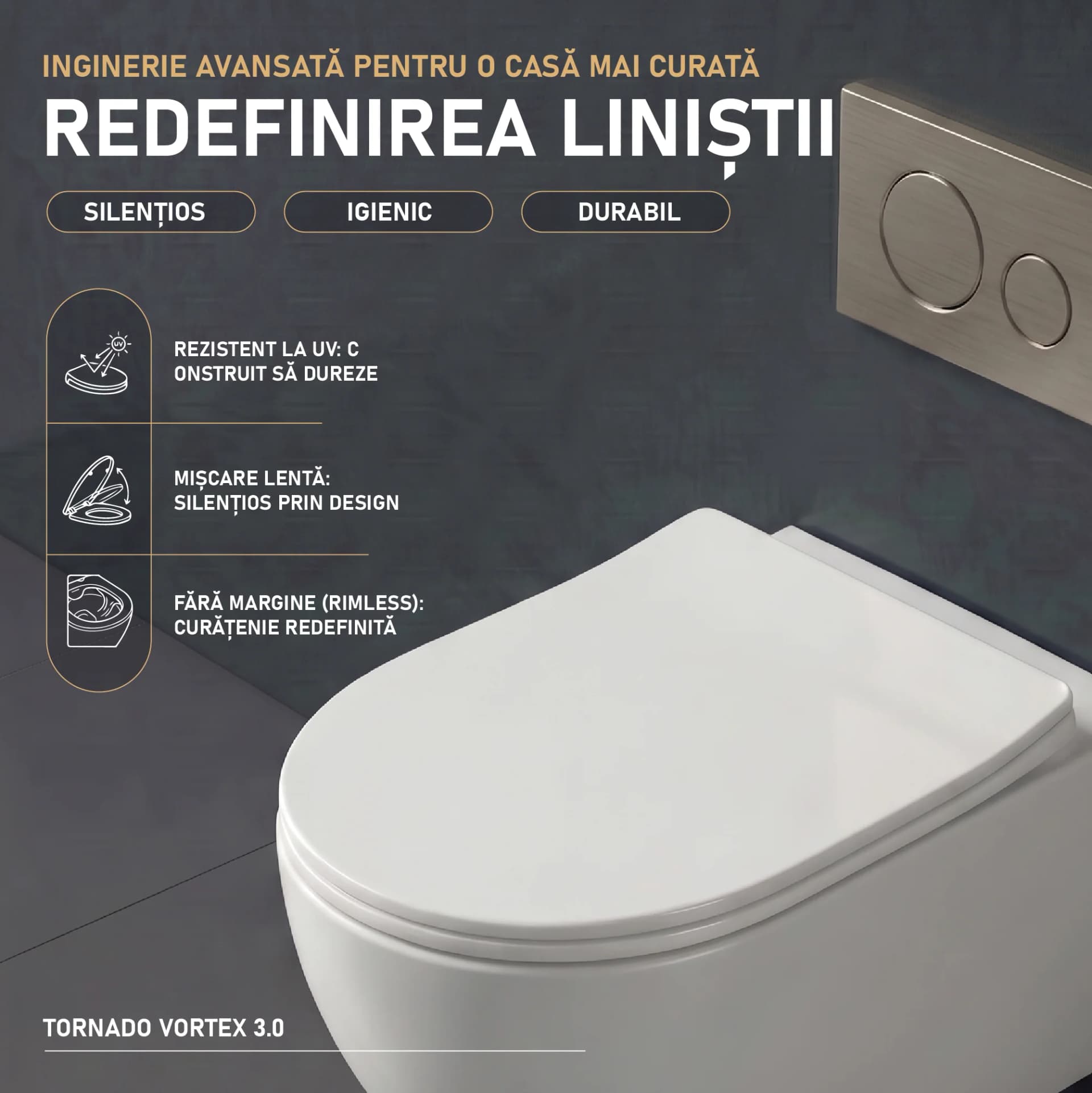 Vas WC suspendat rimless fara margini Sofia  alb ceramica lucioasa cu capac soft close duroplast inchidere lenta T203 - 49x36x36cm