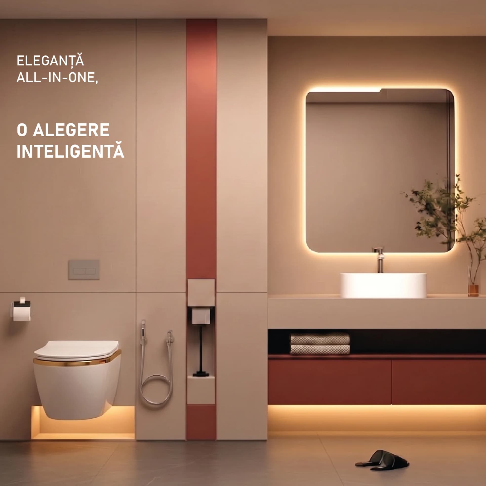Set Vas WC  White Gold Line suspendat rimless alb ceramica + capac UV softclose