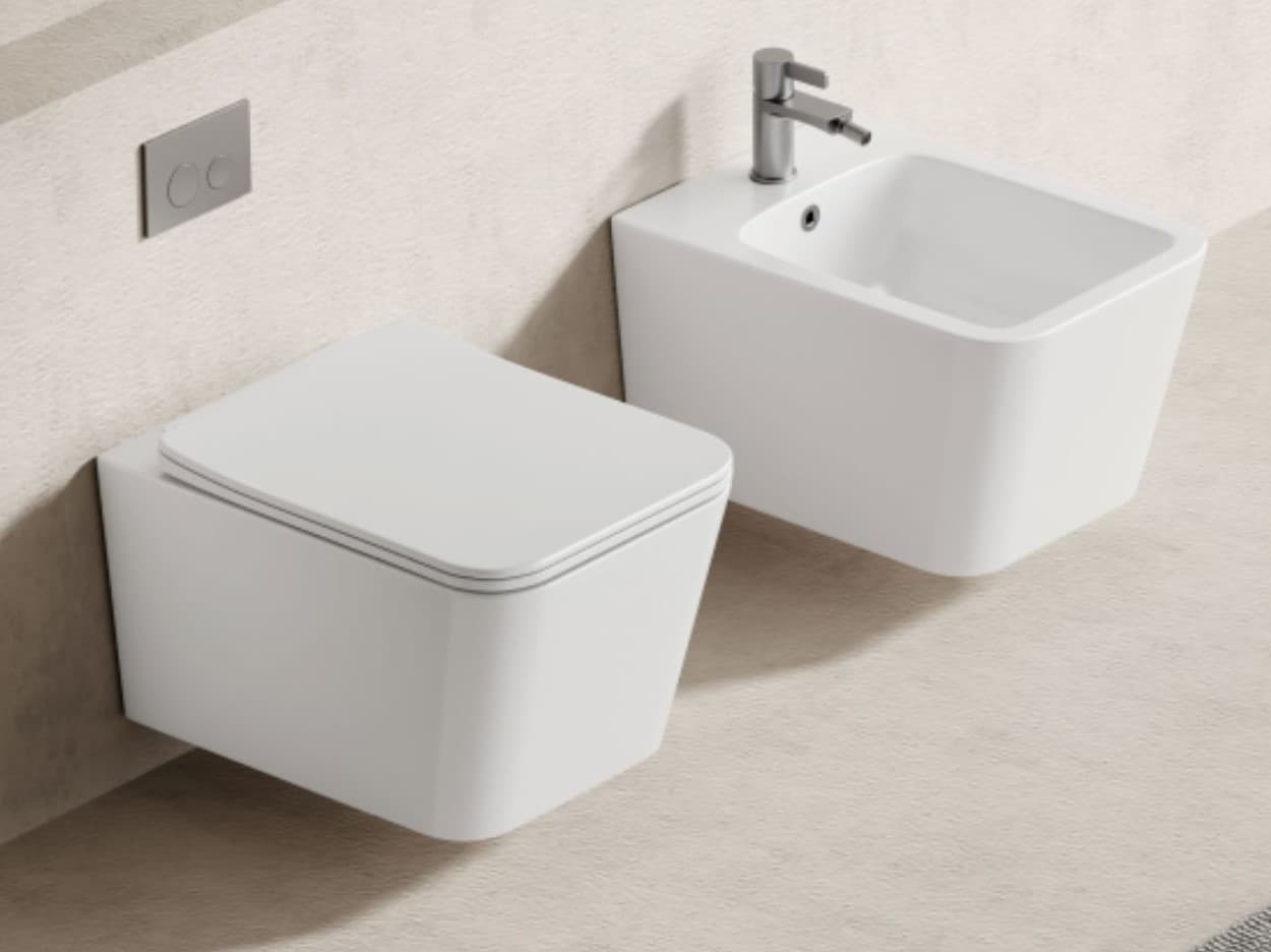 Set 6 in 1 Rezervor incastrat Visam Slim 80 clapeta alba/gri/negru cu Vas WC suspendat Florence alb si capac UV softclose Cadru metalic cu Bide Florence alb suspendat 52x36x36