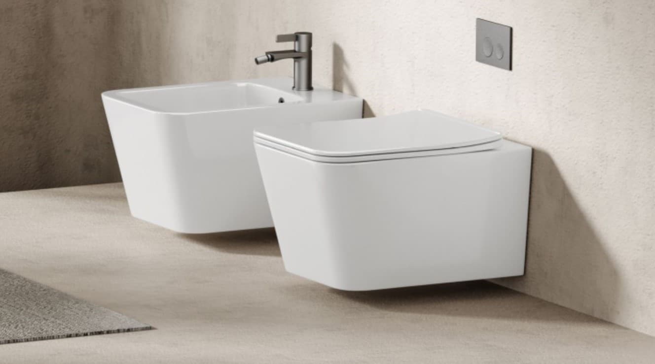 Set 6 in 1 Rezervor incastrat Visam Slim 80 clapeta alba/gri/negru cu Vas WC suspendat Florence alb si capac UV softclose Cadru metalic cu Bide Florence alb suspendat 52x36x36