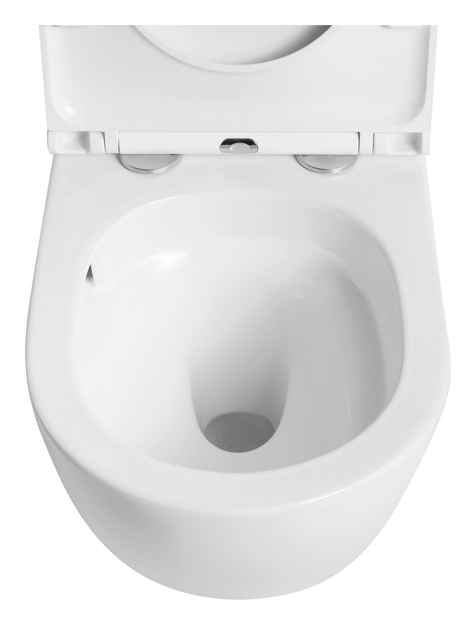 Vas WC suspendat rimless Tornado Atena alb ceramica lucioasa cu capac soft close duroplast inchidere lenta  49x36x36cm