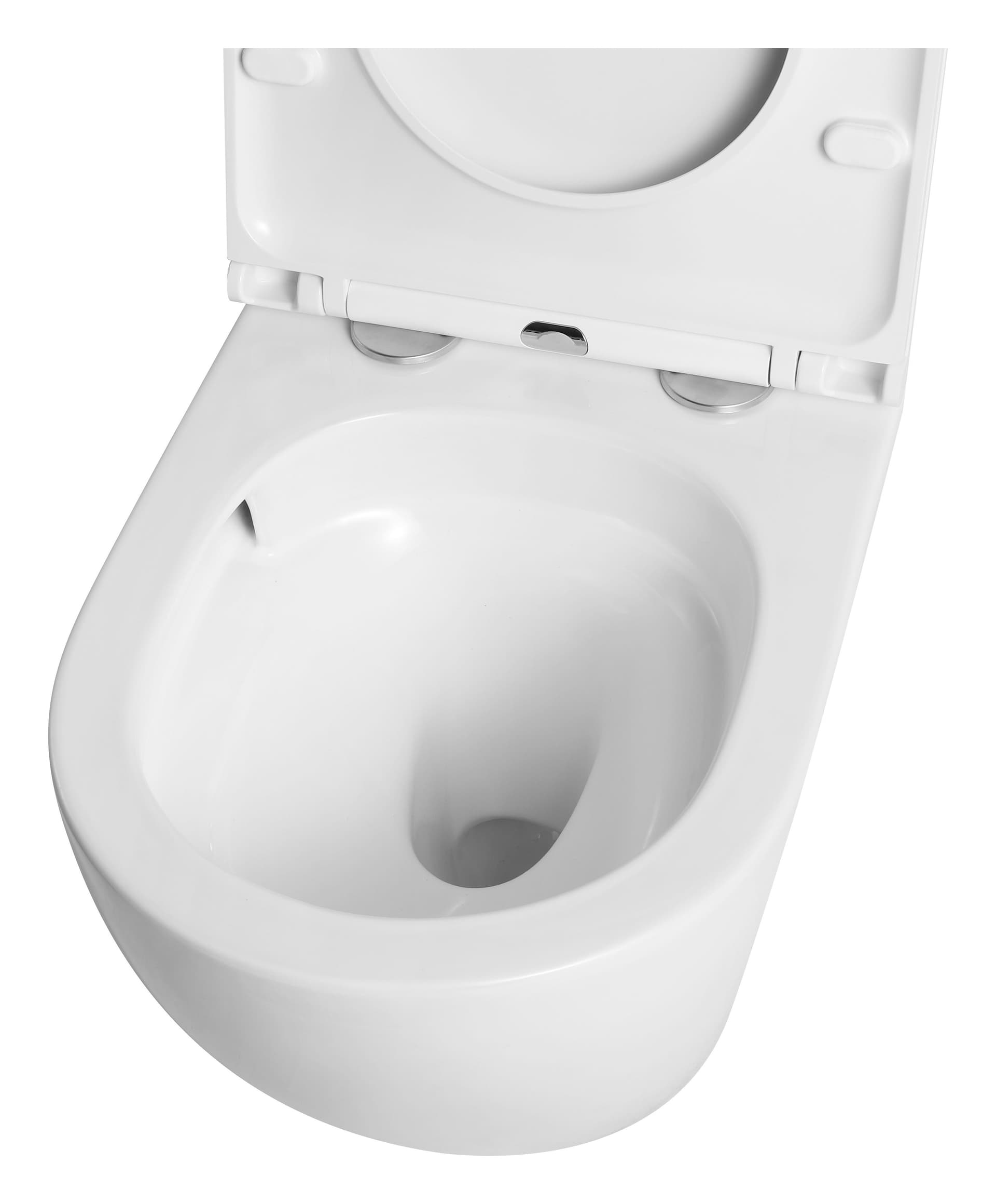 Vas WC suspendat rimless Tornado Atena alb ceramica lucioasa cu capac soft close duroplast inchidere lenta  49x36x36cm
