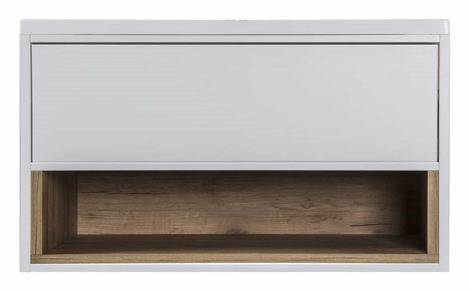 Set Mobilier Baie Suspendat din MDF Vopsit-Lacuit Bravo 80-A ST + Blat integrat Alb 80 / 800x480x450mm