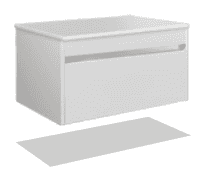 Set Mobilier Baie Suspendat din MDF Vopsit-Lacuit Prime 80-A ST + Blat integrat Alb 80 / 800x510x450mm